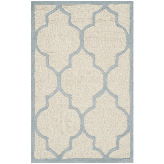 SAFAVIEH Cambridge Kevin Geometric Wool Area Rug, Ivory/Light Blue, 2'6" x 4'