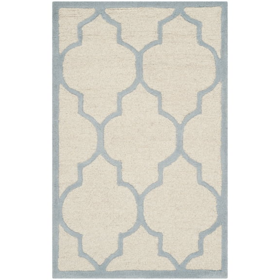 SAFAVIEH Cambridge Kevin Geometric Wool Area Rug, Ivory/Light Blue, 2' x 3'