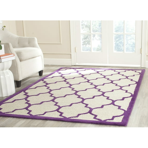 SAFAVIEH Cambridge Kevin Geometric Wool Area Rug, Ivory/Purple, 8' x 10'