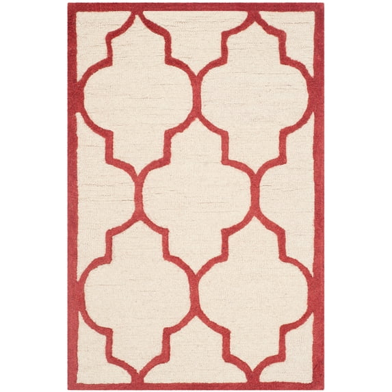 SAFAVIEH Cambridge Kevin Geometric Wool Area Rug, Ivory/Rust, 3' x 5'