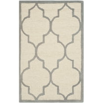 SAFAVIEH Cambridge Kevin Geometric Wool Area Rug, Ivory/Silver, 2' x 3'