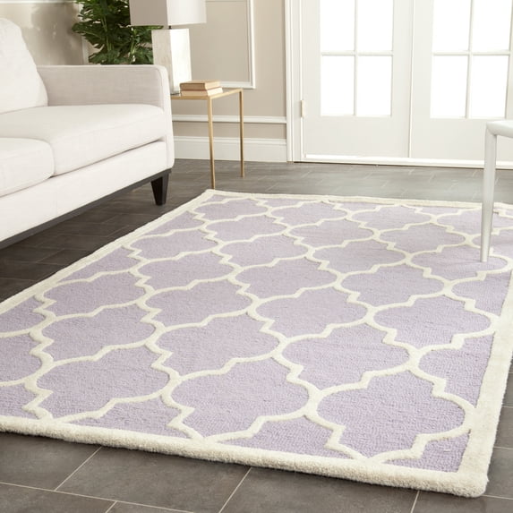 SAFAVIEH Cambridge Kevin Geometric Wool Area Rug, Lavender/Ivory, 3' x 5'