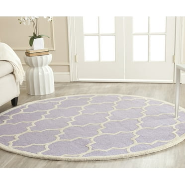 SAFAVIEH Cambridge Kevin Geometric Wool Area Rug, Lavender/Ivory, 6' x 6' Round