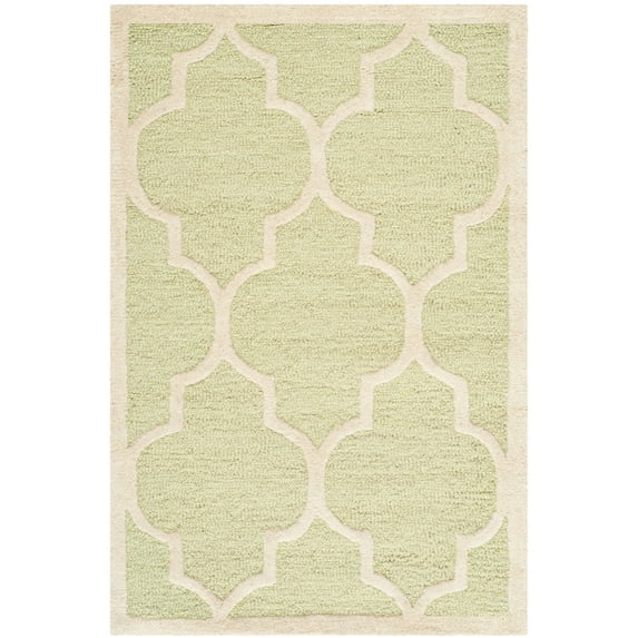SAFAVIEH Cambridge Kevin Geometric Wool Area Rug, Light Green/Ivory, 2'6" x 4'
