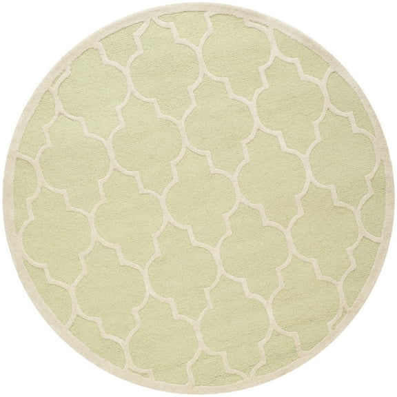 SAFAVIEH Cambridge Kevin Geometric Wool Area Rug, Light Green/Ivory, 6' x 6' Round