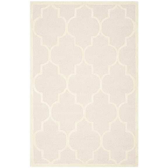 SAFAVIEH Cambridge Kevin Geometric Wool Area Rug, Light Pink/Ivory, 3' x 5'
