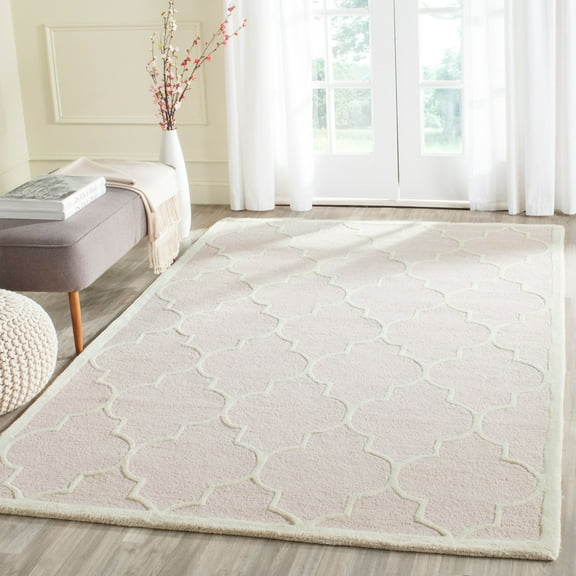SAFAVIEH Cambridge Kevin Geometric Wool Area Rug, Light Pink/Ivory, 6' x 9'