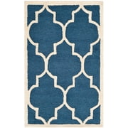 SAFAVIEH Cambridge Kevin Geometric Wool Area Rug, Navy/Ivory, 2' x 3'