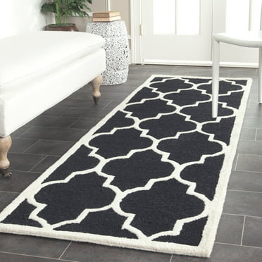 SAFAVIEH Cambridge Kevin Geometric Wool Runner Rug, Black/Ivory, 2'6" x 8'