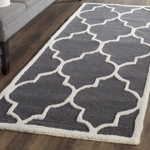 SAFAVIEH Cambridge Kevin Geometric Wool Runner Rug, Dark Grey/Ivory, 2'6" x 6'