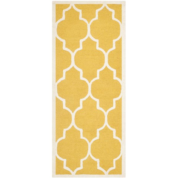 SAFAVIEH Cambridge Kevin Geometric Wool Runner Rug, Gold/Ivory, 2'6" x 6'