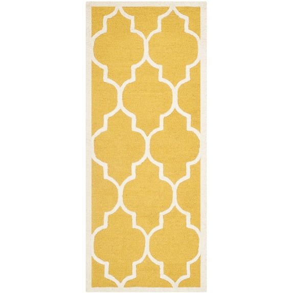 SAFAVIEH Cambridge Kevin Geometric Wool Runner Rug, Gold/Ivory, 2'6" x 8'