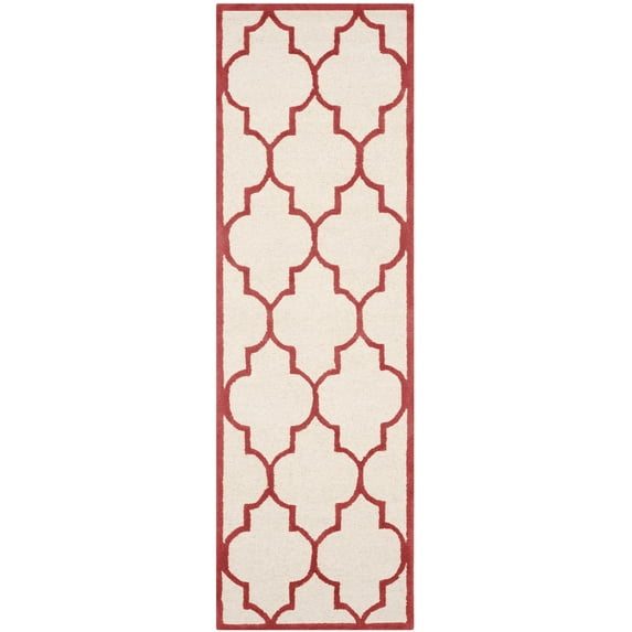 SAFAVIEH Cambridge Kevin Geometric Wool Runner Rug, Ivory/Rust, 2'6" x 10'
