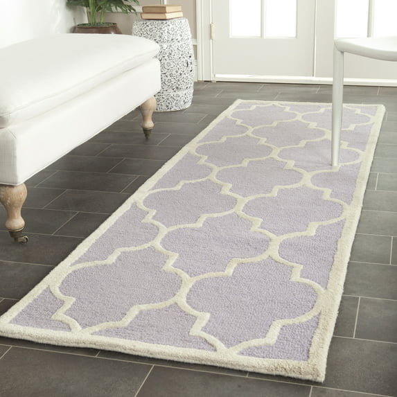 SAFAVIEH Cambridge Kevin Geometric Wool Runner Rug, Lavender/Ivory, 2'6" x 8'