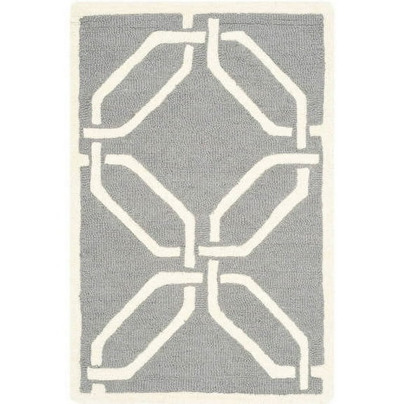 SAFAVIEH Cambridge Kierra Geometric Wool Area Rug, Dark Gray/Ivory, 5' x 8'