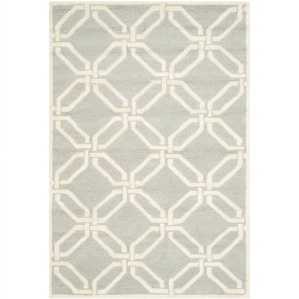 Hand-Tufted Light Grey/Ivory Wool Area Rug, 4' x 6'