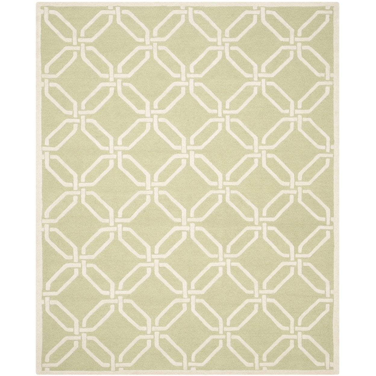 Lime and Ivory Hand-Tufted Wool Area Rug, 5' x 8'