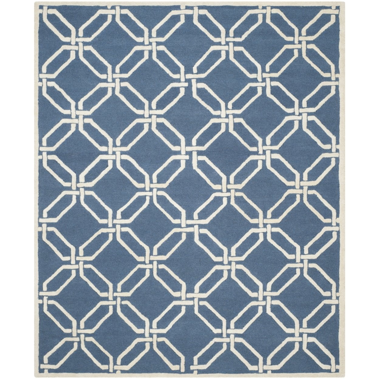 Navy and Ivory Hand-Tufted Wool Area Rug, 2' x 3'