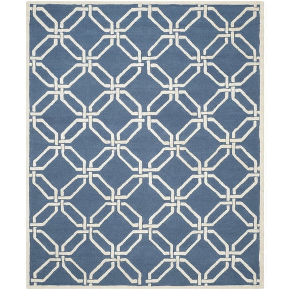 SAFAVIEH Cambridge Kierra Geometric Wool Area Rug, Navy/Ivory, 2' x 3'