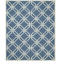 SAFAVIEH Cambridge Kierra Geometric Wool Area Rug, Navy/Ivory, 6' x 6' Round