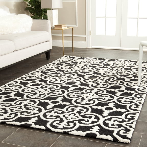 SAFAVIEH Cambridge Kimberly Geometric Wool Area Rug, Black/Ivory, 3' x 5'