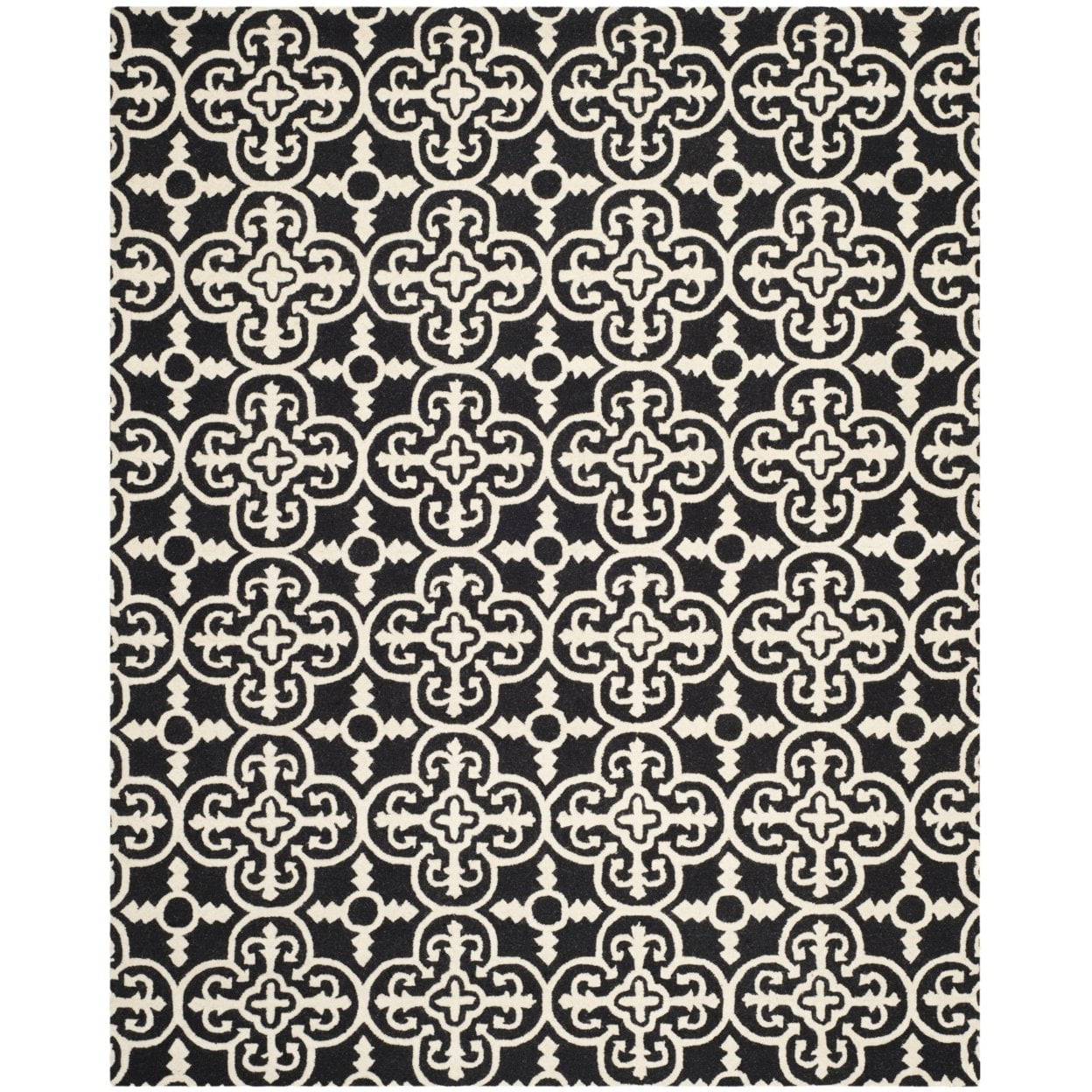 Hand-Tufted Cambridge Wool Round Rug in Black/Ivory, 47"