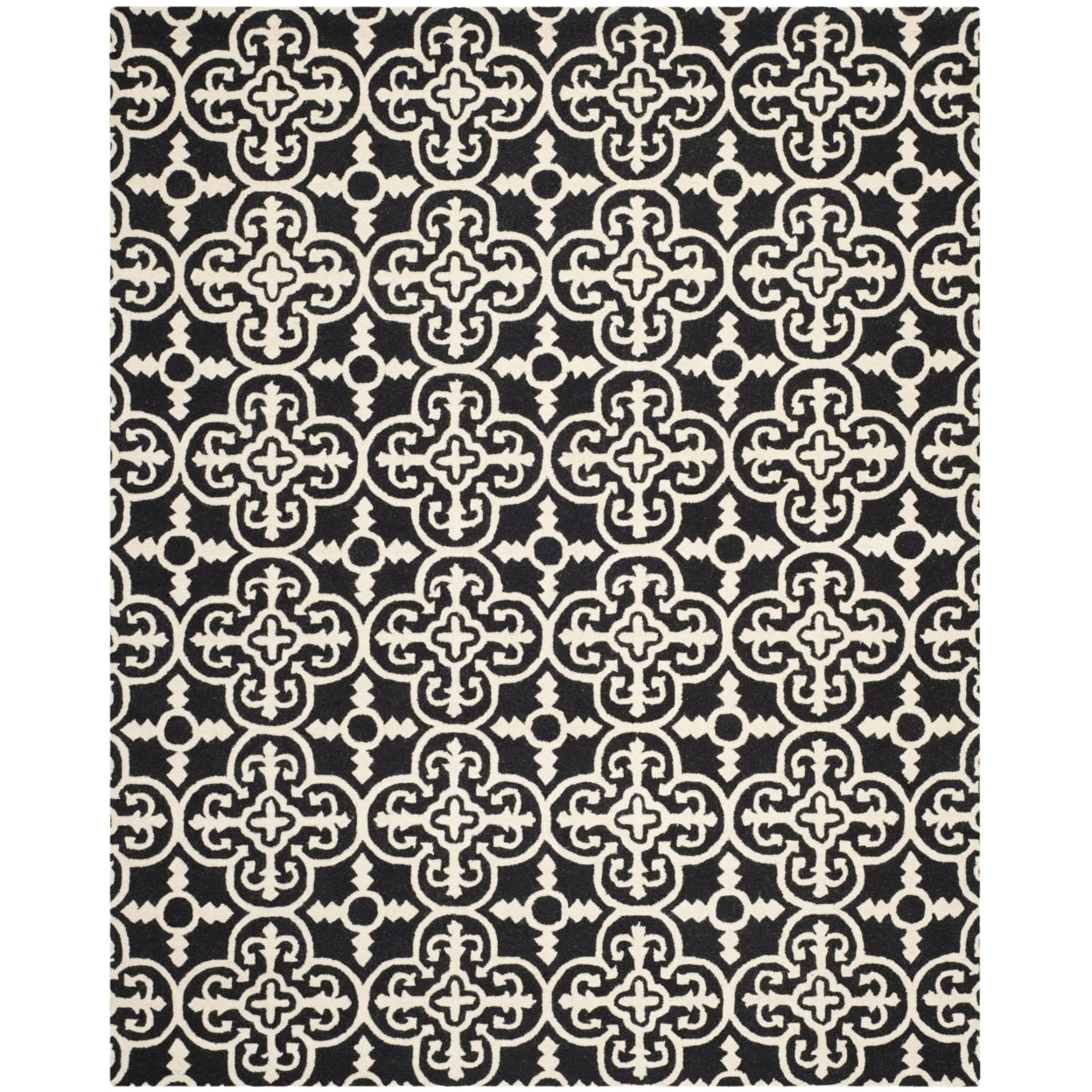 Hand-Tufted Cambridge Wool Round Rug in Black/Ivory, 47"