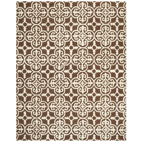 SAFAVIEH Cambridge Kimberly Geometric Wool Area Rug, Dark Brown/Ivory, 5' x 8'
