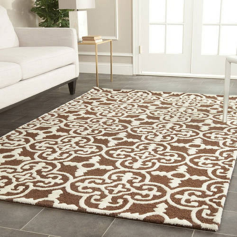 Handmade Dark Brown and Ivory Tufted Wool Area Rug