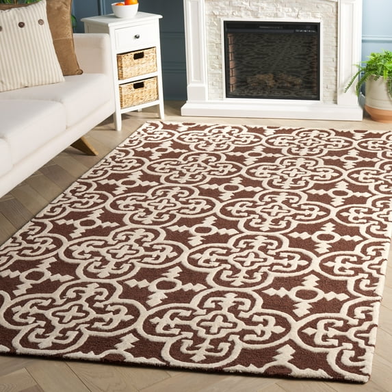 SAFAVIEH Cambridge Kimberly Geometric Wool Area Rug, Dark Brown/Ivory, 5' x 8'