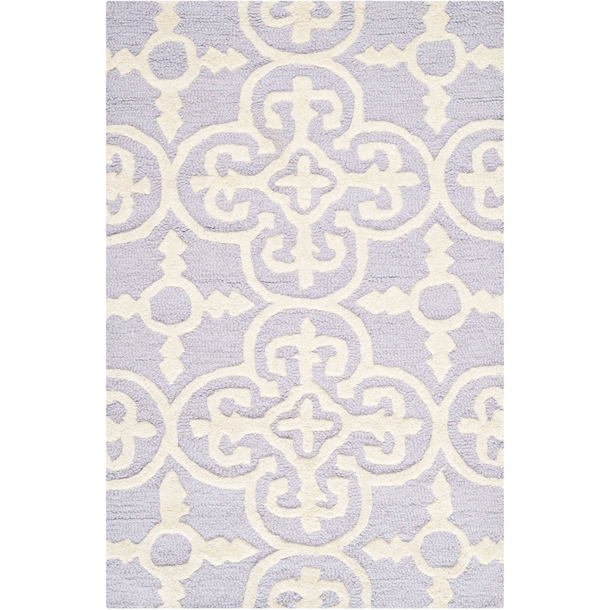 Lavender and Ivory Hand-Tufted Wool Area Rug