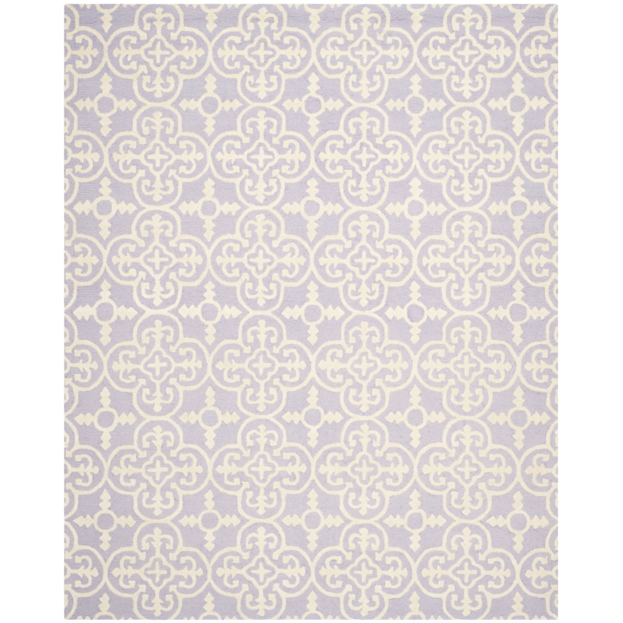 Lavender and Ivory Hand-Tufted Wool Area Rug, 8' x 10'