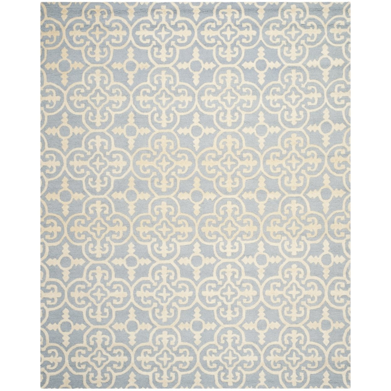 Hand-tufted Light Blue & Ivory Wool Round Rug