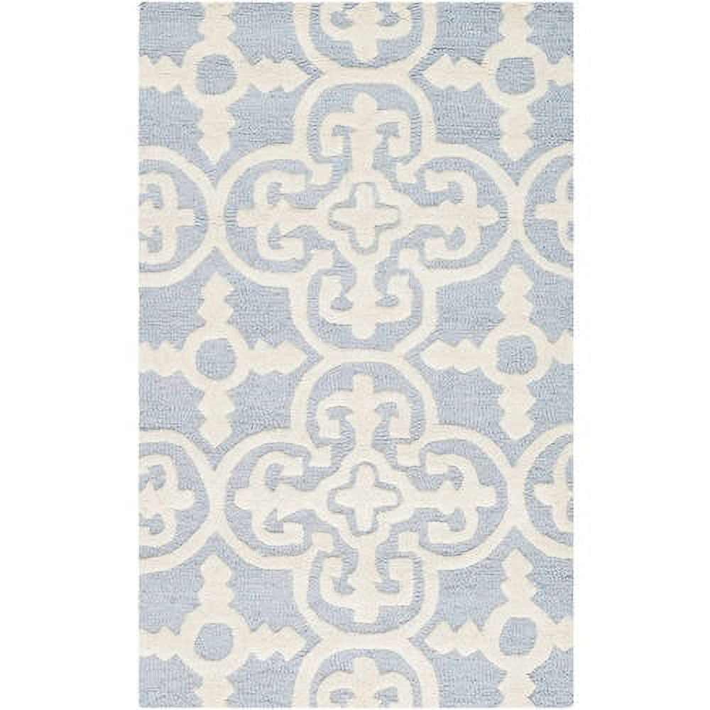 Hand-Tufted Cambridge Square Wool Rug in Light Blue/Ivory, 6'x6'