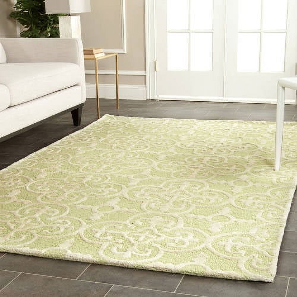 Light Green and Ivory Hand-Tufted Wool Area Rug