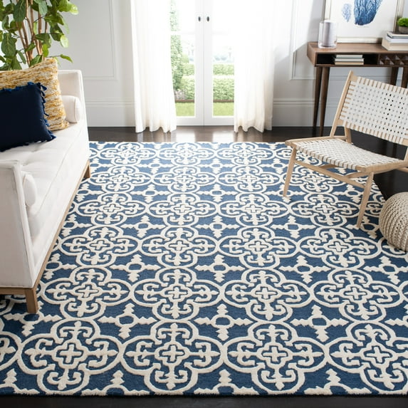 SAFAVIEH Cambridge Kimberly Geometric Wool Area Rug, Navy/Ivory, 8' x 10'
