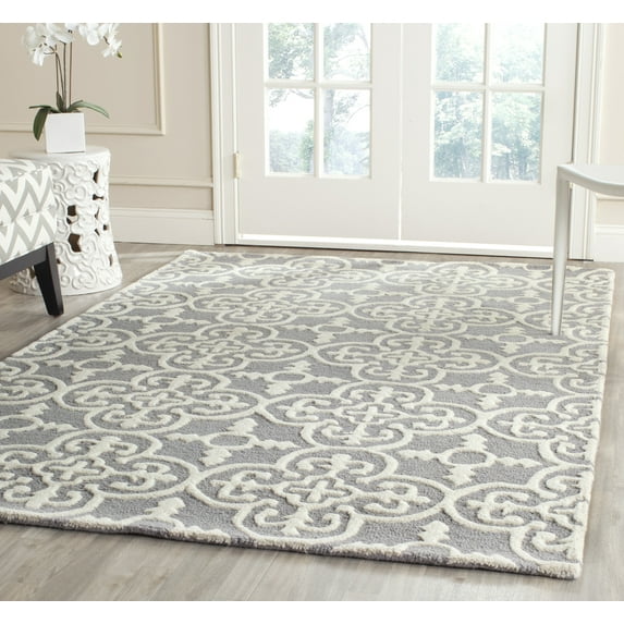 SAFAVIEH Cambridge Kimberly Geometric Wool Area Rug, Silver/Ivory, 11' x 15'