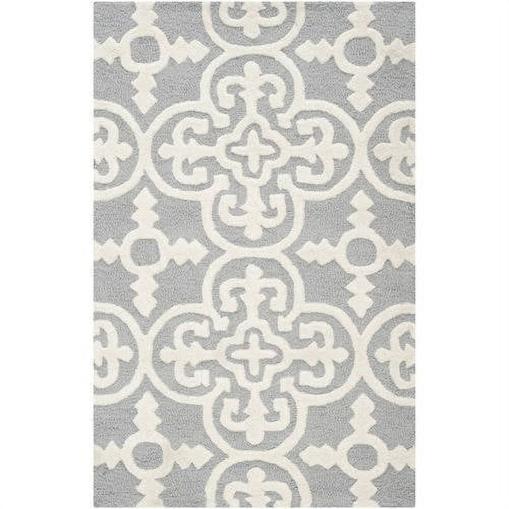 Cambridge Silver and Ivory Hand-Tufted Wool Area Rug 2' x 3'