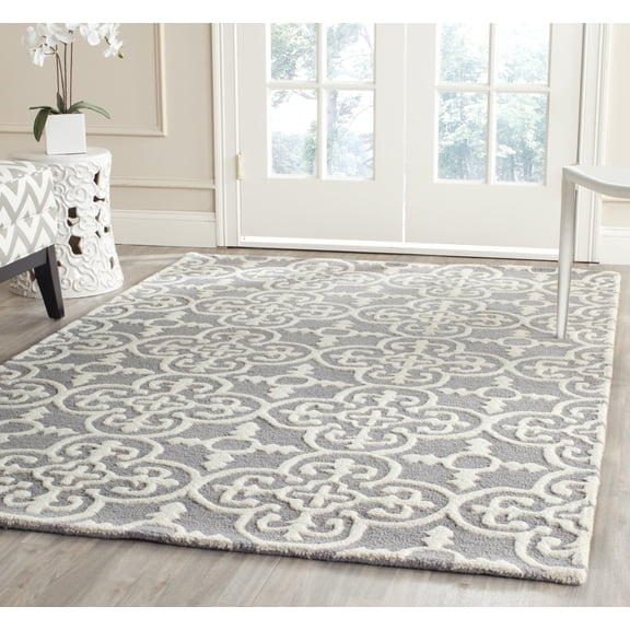 SAFAVIEH Cambridge Kimberly Geometric Wool Area Rug, Silver/Ivory, 2' x 3'