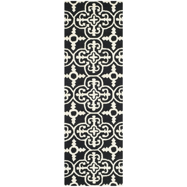 SAFAVIEH Cambridge Kimberly Geometric Wool Runner Rug, Black/Ivory, 2'3" x 14'