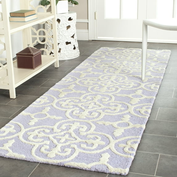 SAFAVIEH Cambridge Kimberly Geometric Wool Runner Rug, Lavender/Ivory, 2'6" x 12'