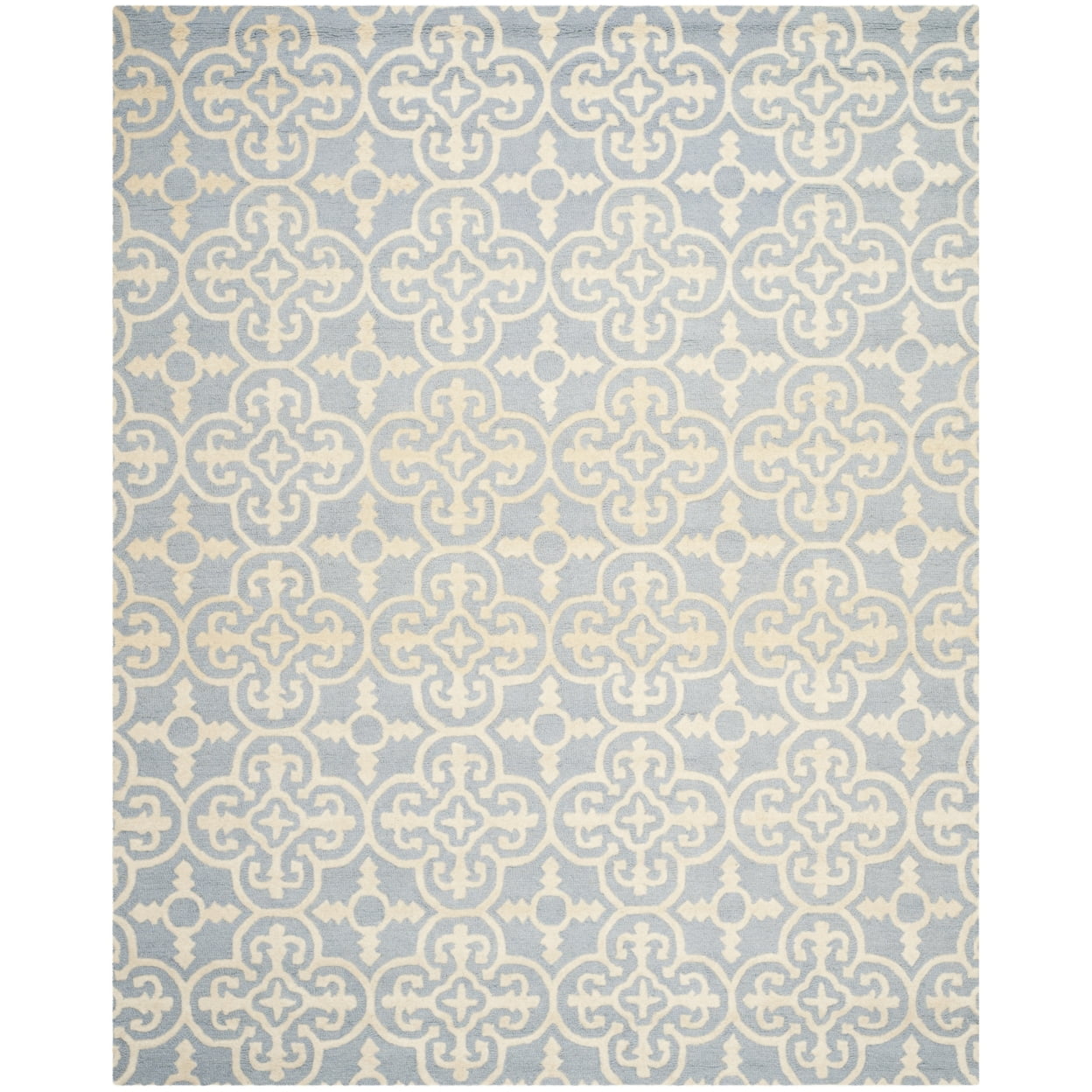Handmade Light Blue/Ivory Tufted Wool Runner Rug 2'6" x 8'