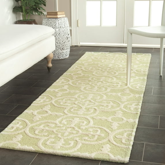 SAFAVIEH Cambridge Kimberly Geometric Wool Runner Rug, Light Green/Ivory, 2'6" x 12'