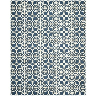 SAFAVIEH Cambridge Kimberly Geometric Wool Runner Rug, Navy/Ivory, 2'6" x 18'