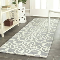 SAFAVIEH Cambridge Kimberly Geometric Wool Runner Rug, Silver/Ivory, 2'6" x 14'