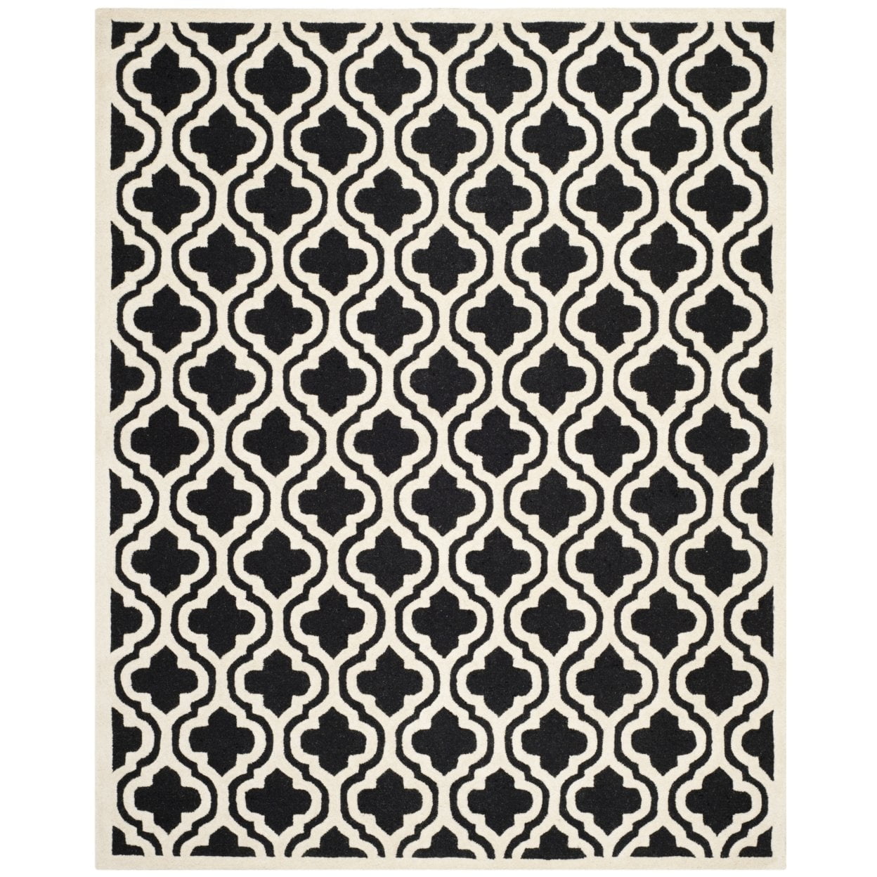 Handmade Black and Ivory Wool Geometric Area Rug, 10' x 10'