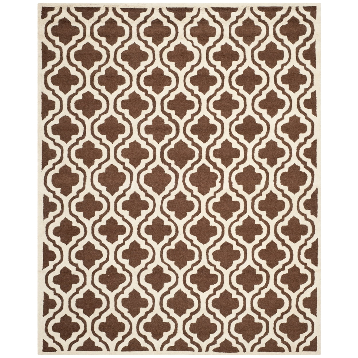 Handmade Dark Brown and Ivory Wool Square Rug, 6' x 6'