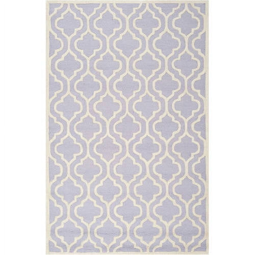 Lavender and Ivory Hand-Tufted Wool Geometric Rug 3' x 5'