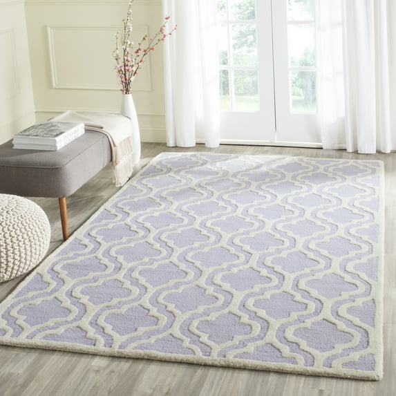 SAFAVIEH Cambridge Kirsten Geometric Wool Area Rug, Lavender/Ivory, 4' x 6'