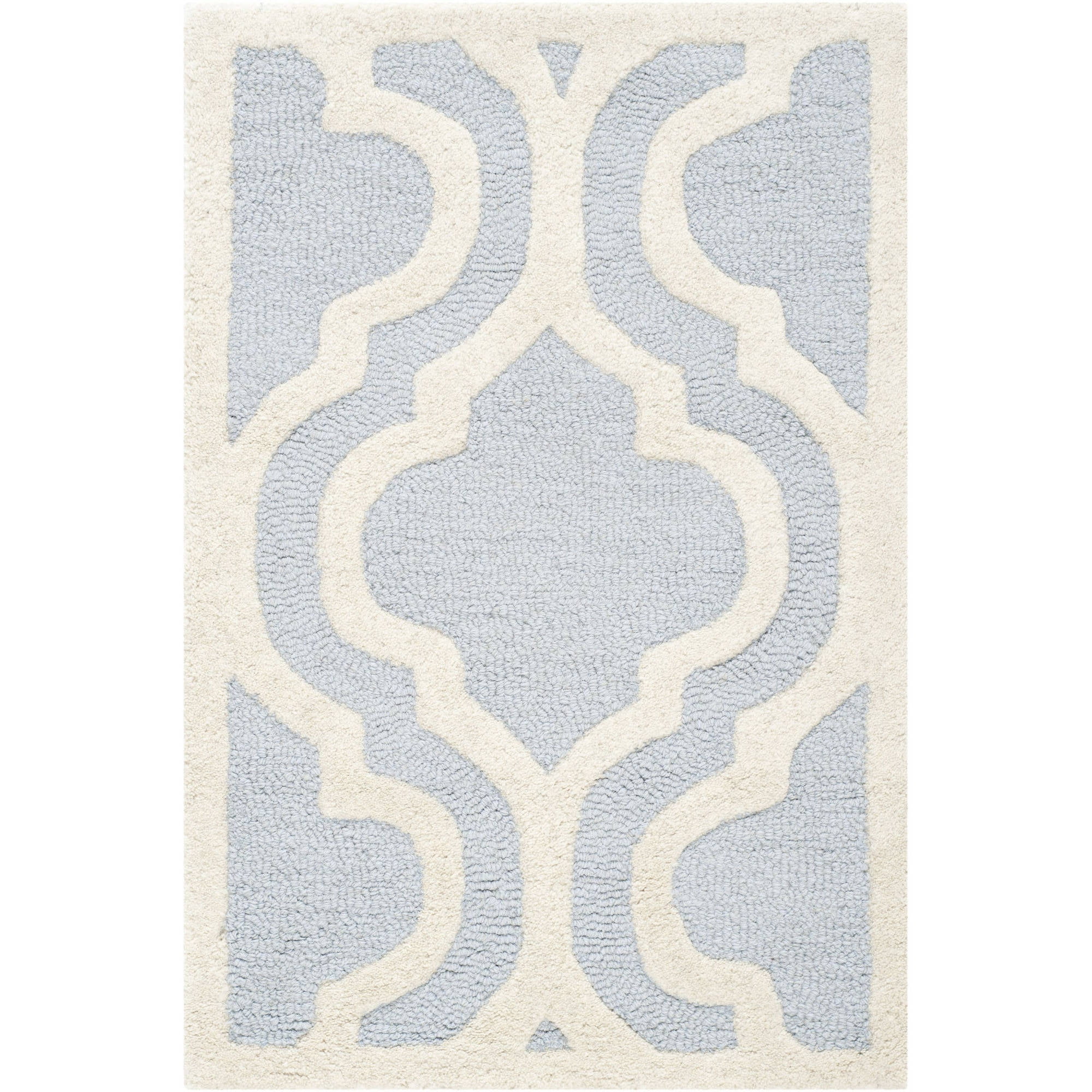 Hand-Tufted Wool Elegance Round Rug in Light Blue/Ivory, 2' x 3'